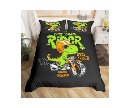 Loussiesd Dinosaur with Dirt Bike Comforter Cover